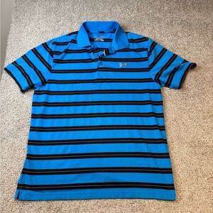 Under Armour Men's Polo in Blue and Black Stripes